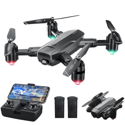 quadcopter Dragon Touch DF01 Foldable Drone with HD Camera for Adults, WiFi FPV Drone